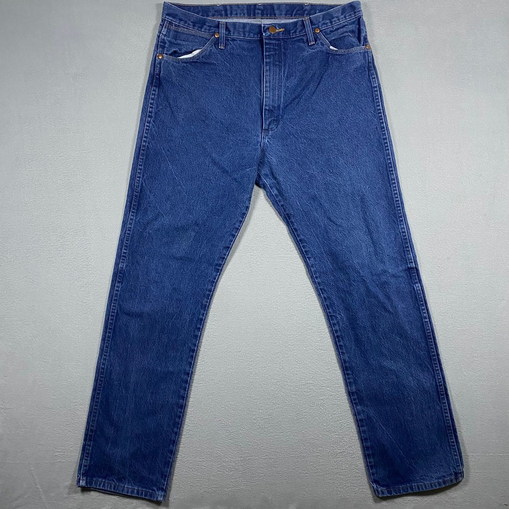 Wrangler Jeans Mens 38x34 Blue 13MWZ Cowboy Cut Original Fit Straight Leg Denim